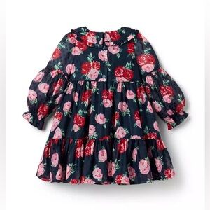 Janie And Jack The Rose Dot Dress Floral Print Girls Size 8 EUC Holiday Party